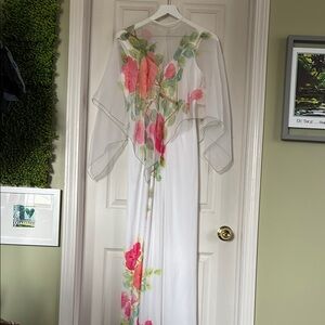 Vintage 1980 Floral Sheer Overlay Dress